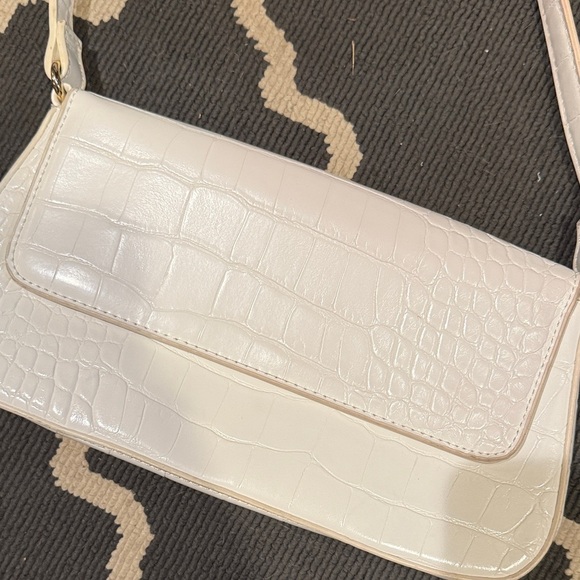 JustFab White Crocodile-Embossed Shoulder Bag - Picture 2 of 5